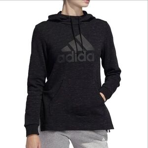 Adidas Womens Black/Grey Split Hem Post Game Classic 3 Stripes Sweatshirt Hoodie
